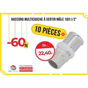 Promo lot raccord multicouche à sertir 16x1/2"M