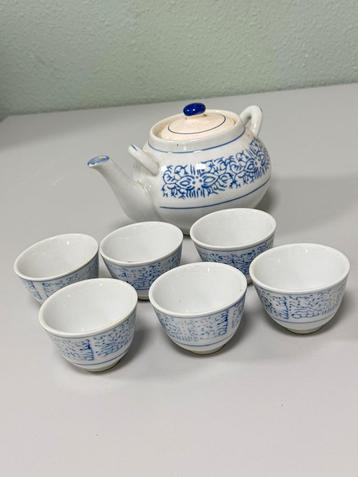 Antiek Chinese chinees thee-servies theepot 6 kopjes set beschikbaar voor biedingen