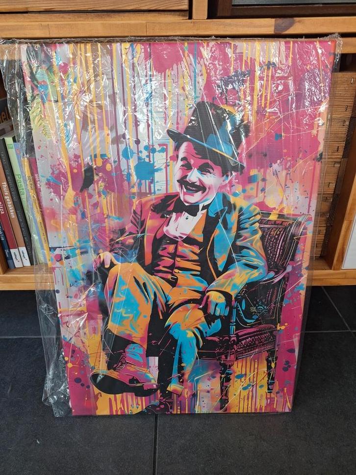CHARLIE CHAPLIN STREET ART PAINTING, Antiek en Kunst, Kunst | Schilderijen | Abstract, Ophalen of Verzenden