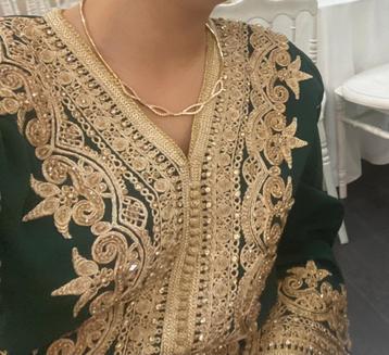 Caftan marocain vert et sa ceinture, Enlèvement, Taille 36 (S), Vert