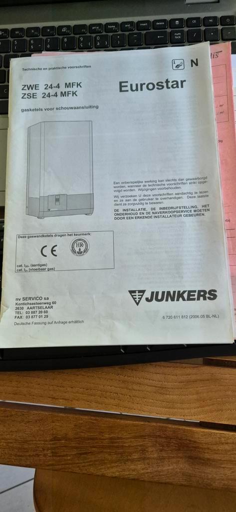 Gaswandketel JUNKERS ZWE 24-4 MFK, Doe-het-zelf en Bouw, Chauffageketels en Boilers, Ophalen