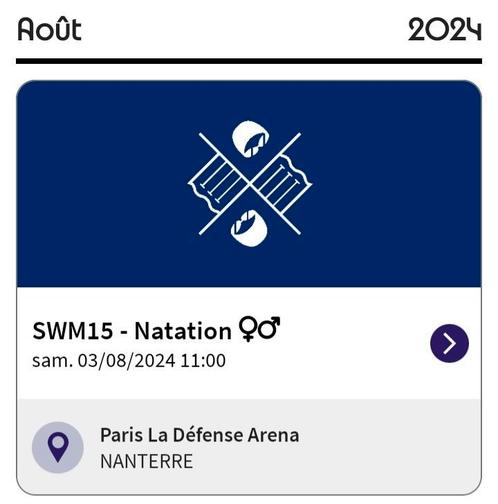 JO Paris Natation 3 Août, Tickets & Billets, Sport | Autre, Août