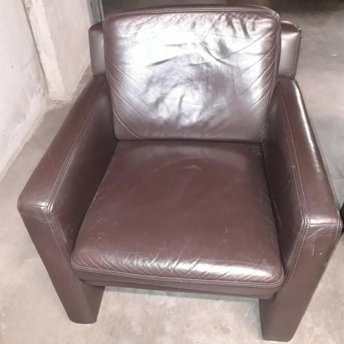 Lederen 1zit zetel, Huis en Inrichting, Fauteuils, Gebruikt, Ophalen