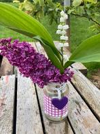 3 soliflores violets / roses en verre, Maison & Meubles, Accessoires pour la Maison | Vases, Vert, Verre