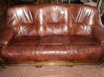 Lederen salon 3-2-1 en salontrafel, Huis en Inrichting, Zetels | Zetels, Ophalen, Zo goed als nieuw, Hout
