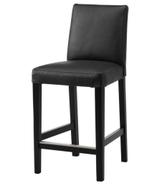 Barkruk Bergmund Ikea zwart leder, Huis en Inrichting, Barkrukken, Ophalen, Zo goed als nieuw