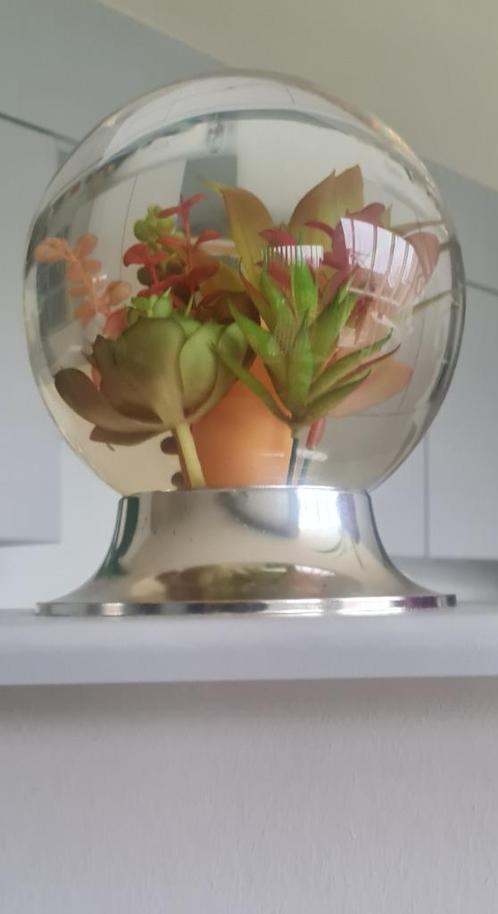 Vintage bloemen / aqaruimlamp, Huis en Inrichting, Lampen | Tafellampen, Gebruikt, Glas, Kunststof, Ophalen