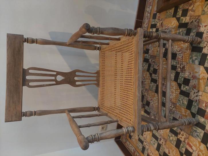 Antieke haardzetel met rieten zitting, Antiek en Kunst, Antiek | Meubels | Stoelen en Sofa's, Ophalen