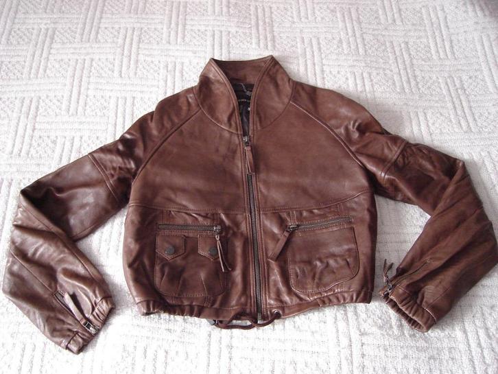Nieuw leren jack van Mango, Kleding | Dames, Jassen | Zomer, Nieuw, Maat 38/40 (M), Bruin, Ophalen of Verzenden