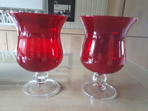 2 mooie siervazen - 24cm - Nieuwstaat, Maison & Meubles, Accessoires pour la Maison | Vases, Comme neuf, Rouge, Moins de 50 cm