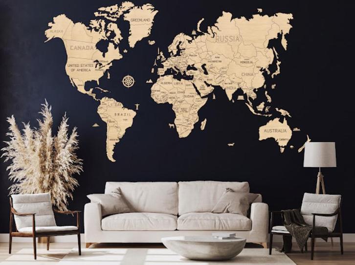 3D Houten Puzzel World Map XXL Muur Decoratie - DIY Wood, Hobby en Vrije tijd, Modelbouw | Overige, Nieuw, Verzenden
