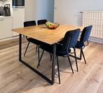 Tafel 160 x 90cm + 4 fluweel stoelen, Huis en Inrichting, Tafels | Eettafels, Ophalen, Gebruikt, 50 tot 100 cm, 150 tot 200 cm