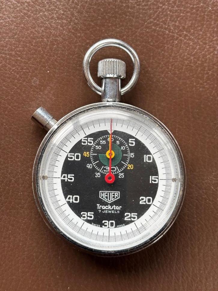 Superbe Chronomètre Heuer Trackstar (Réf. 652.301) – 1971, Bijoux, Sacs & Beauté, Montres de sport, Comme neuf, Android, Blanc