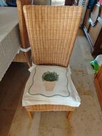 Eiken tafel +6 rieten stoelen met kussentjes, Antiek en Kunst, Ophalen