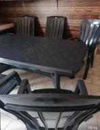 donkerblauwe tuintafel terras met 6 stoelen, Tuin en Terras, Ophalen, Gebruikt