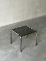 Vintage chroom bijzettafel, Huis en Inrichting, Tafels | Bijzettafels, Ophalen, Zo goed als nieuw, Glas