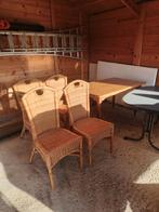 Tafel 80/140 grenen 4 stoelen, Tuin en Terras, Ophalen