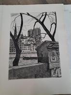 Eau forte van de Notre Dame-kathedraal in Parijs, Antiek en Kunst, Ophalen of Verzenden