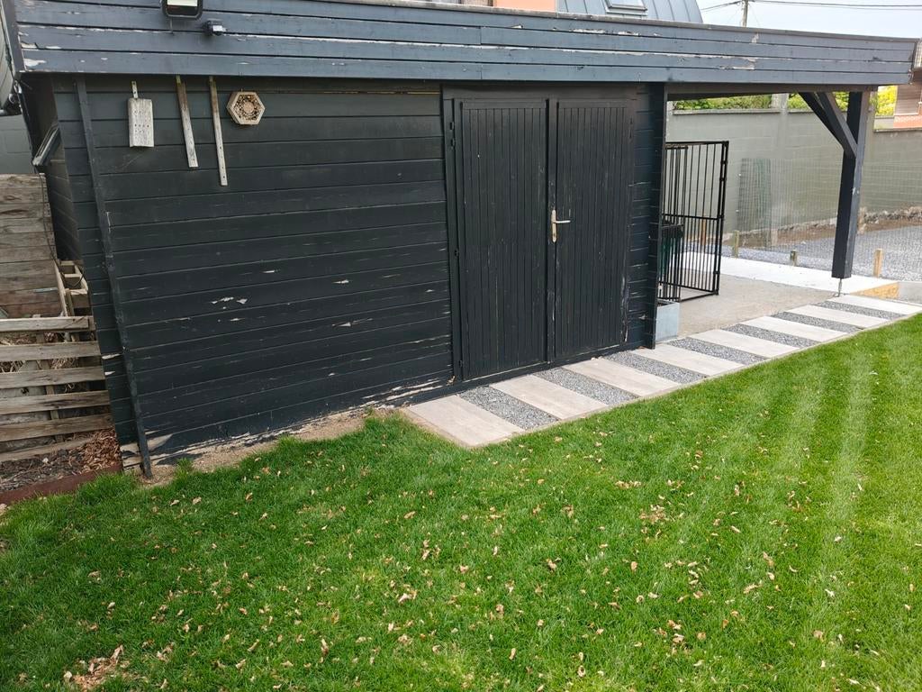 Tuinhuis met open gedeelte te koop, Tuin en Terras, Tuinhuizen, Gebruikt, Blokhut, Hout, 500 cm of meer, 200 tot 400 cm, 1 raam