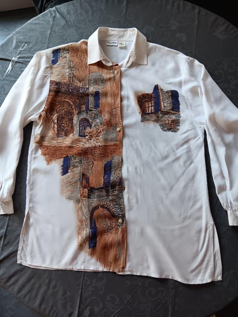 Bloes met lange mouwen S/M  in goede staat, Ophalen, Gedragen, Maat 38/40 (M), Beige