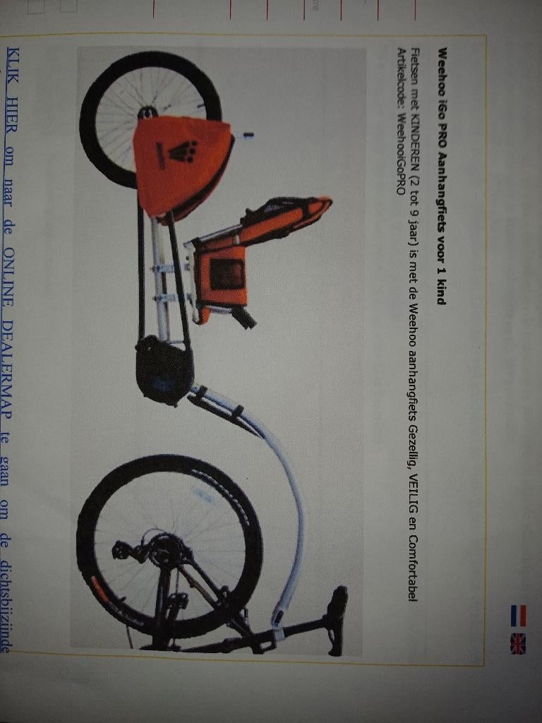 Aanhangfiets Weehoo iGo PRO, Ophalen, Gebruikt, 16 tot 20 inch, Weehoo