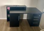 Zwart bureau met kast en lades, Maison & Meubles, Bureaux, Enlèvement, Comme neuf, Bureau