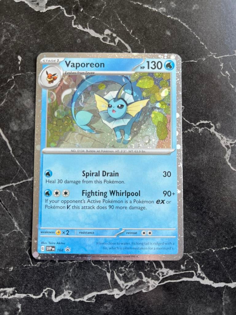 Vaporeon Black Star Promo 168 Prismatic Evolutions, Ophalen of Verzenden, Zo goed als nieuw