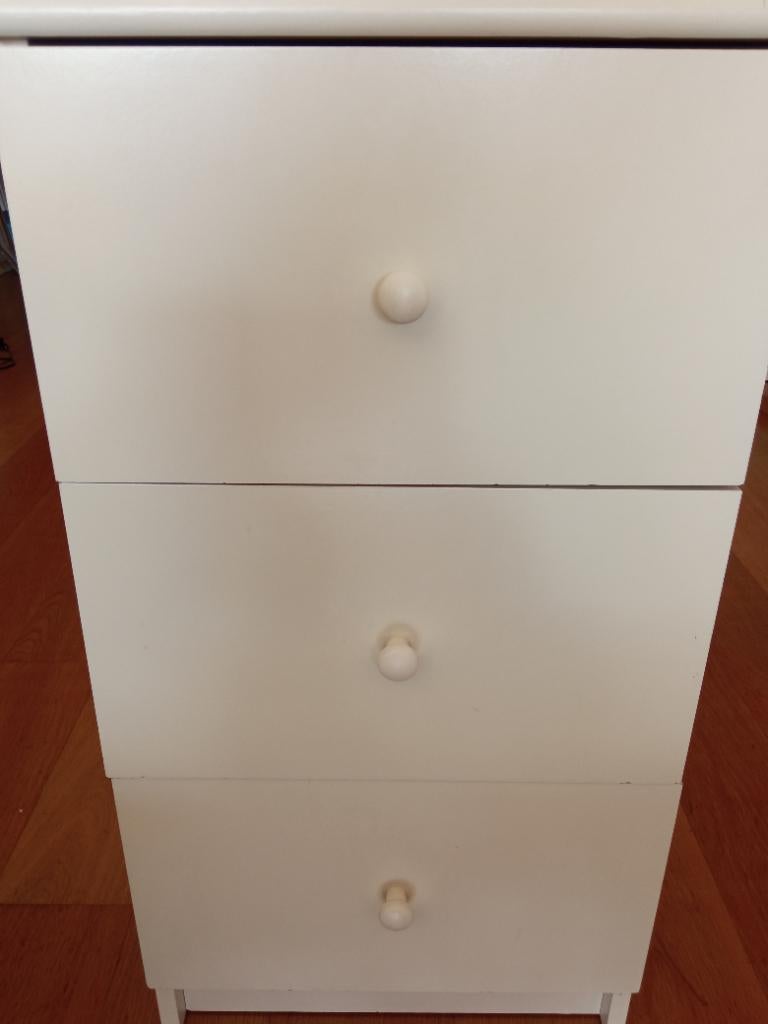 Petite commode blanche 3 tirroirs, 3 ou 4 tiroirs, 25 à 50 cm, Moins de 100 cm, Enlèvement