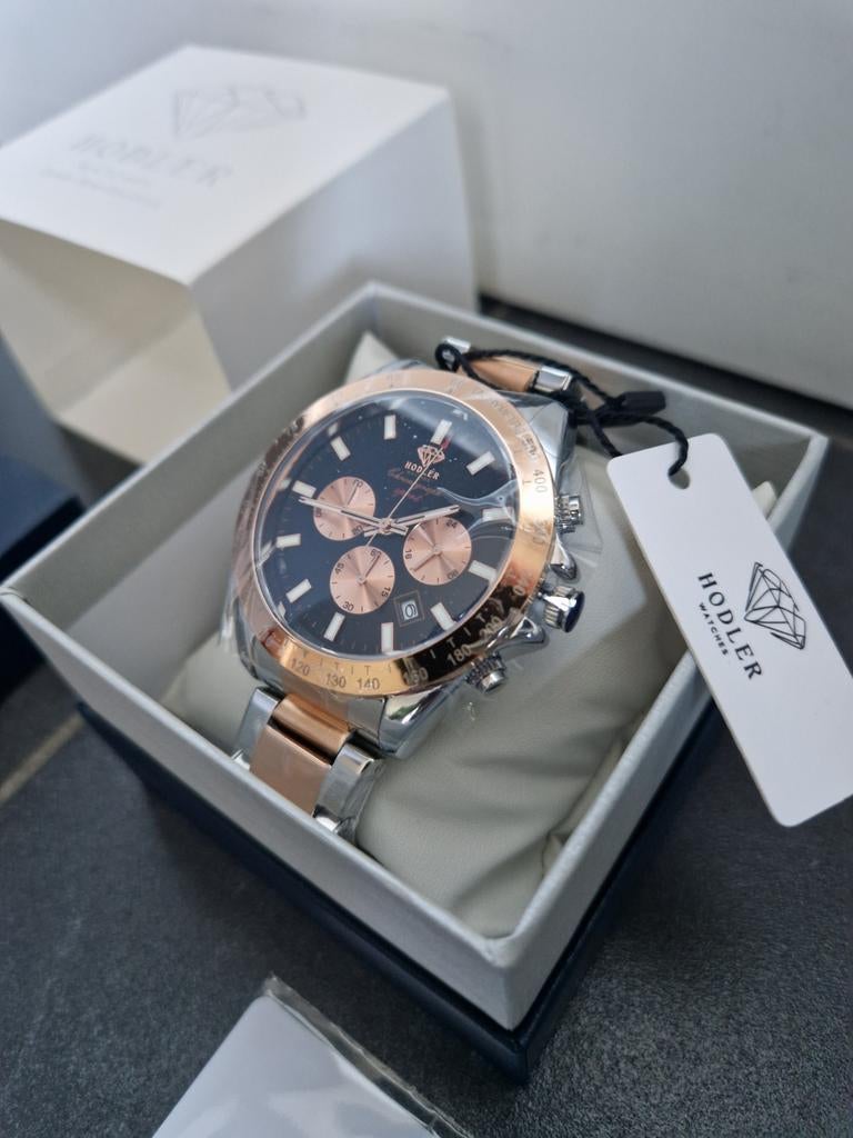 Herenhorloge Hodler Zenith - Black/Roségold  NIEUW, Handtassen en Accessoires, Horloges | Heren, Ophalen of Verzenden, Goud, Goud