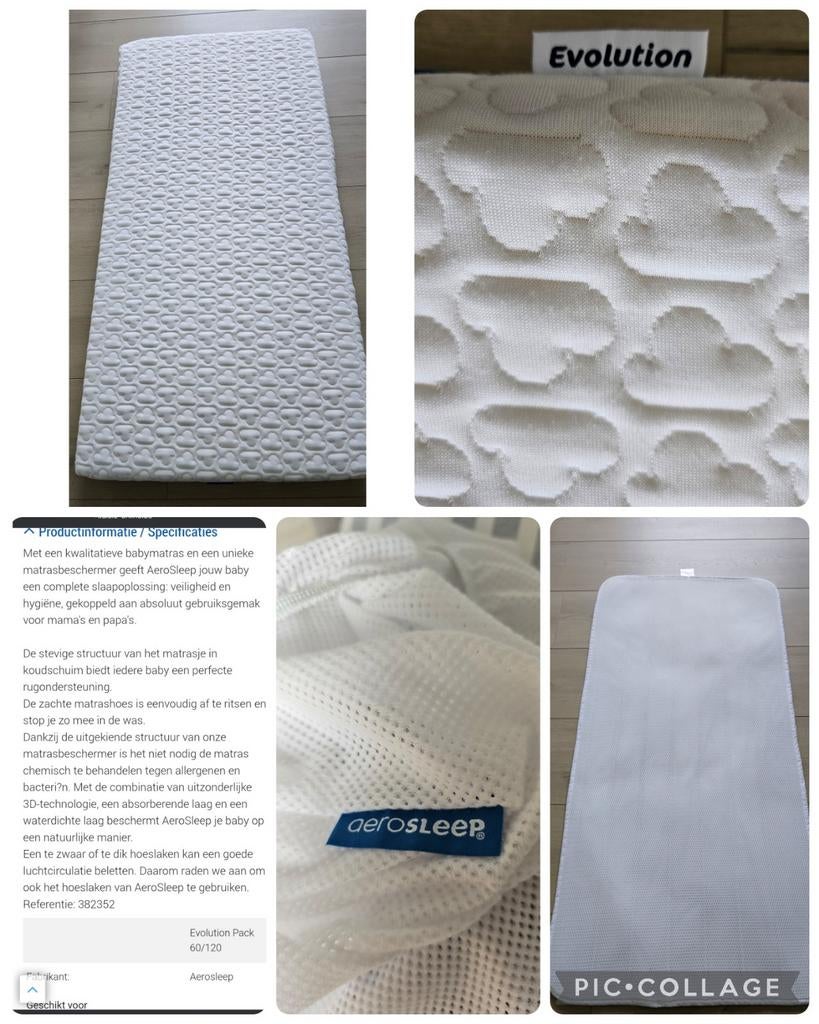 Aerosleep Evolution matras (60x120cm) + accessoires, Kinderen en Baby's, Ophalen, Matras