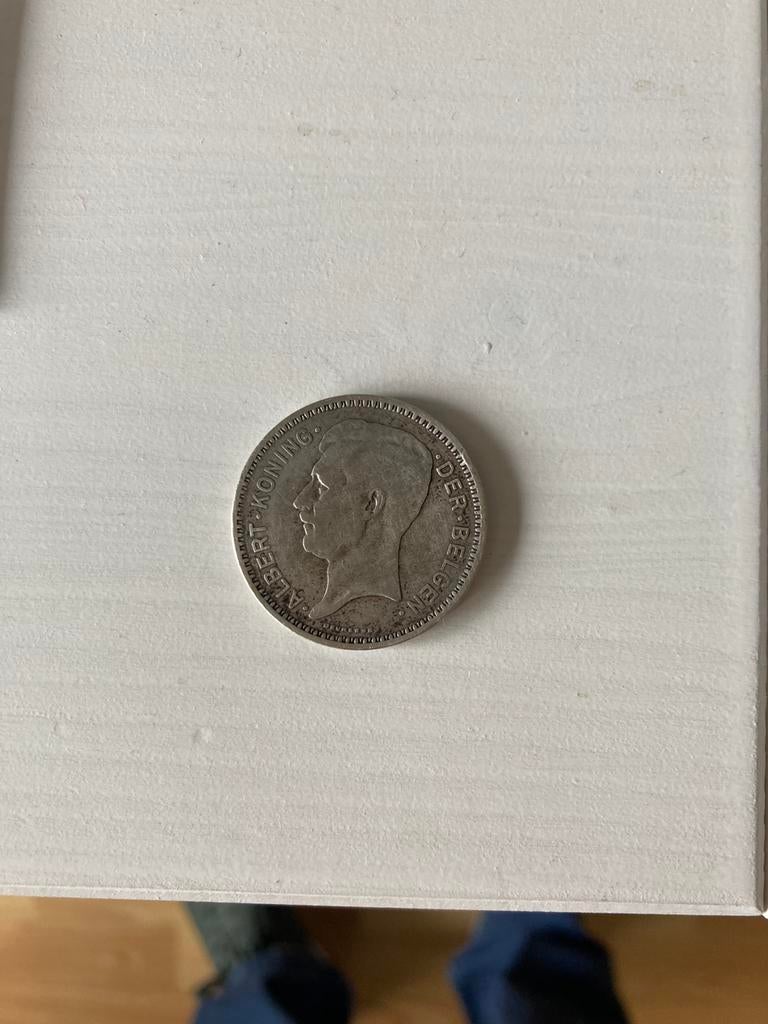Belgische munt 1934, Ophalen of Verzenden, Zilver