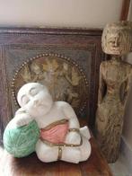 Bouddha sculpté en bois massif, peint à la main. 1,766 kg, Enlèvement ou Envoi, Utilisé