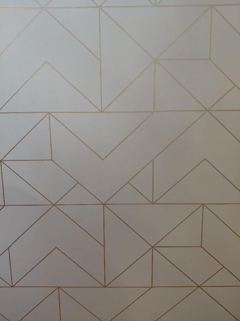 Vliesbehang wit/goud - 3 rollen, Huis en Inrichting, Ophalen, 10 tot 25 m², Wit, Modern vliesbehang