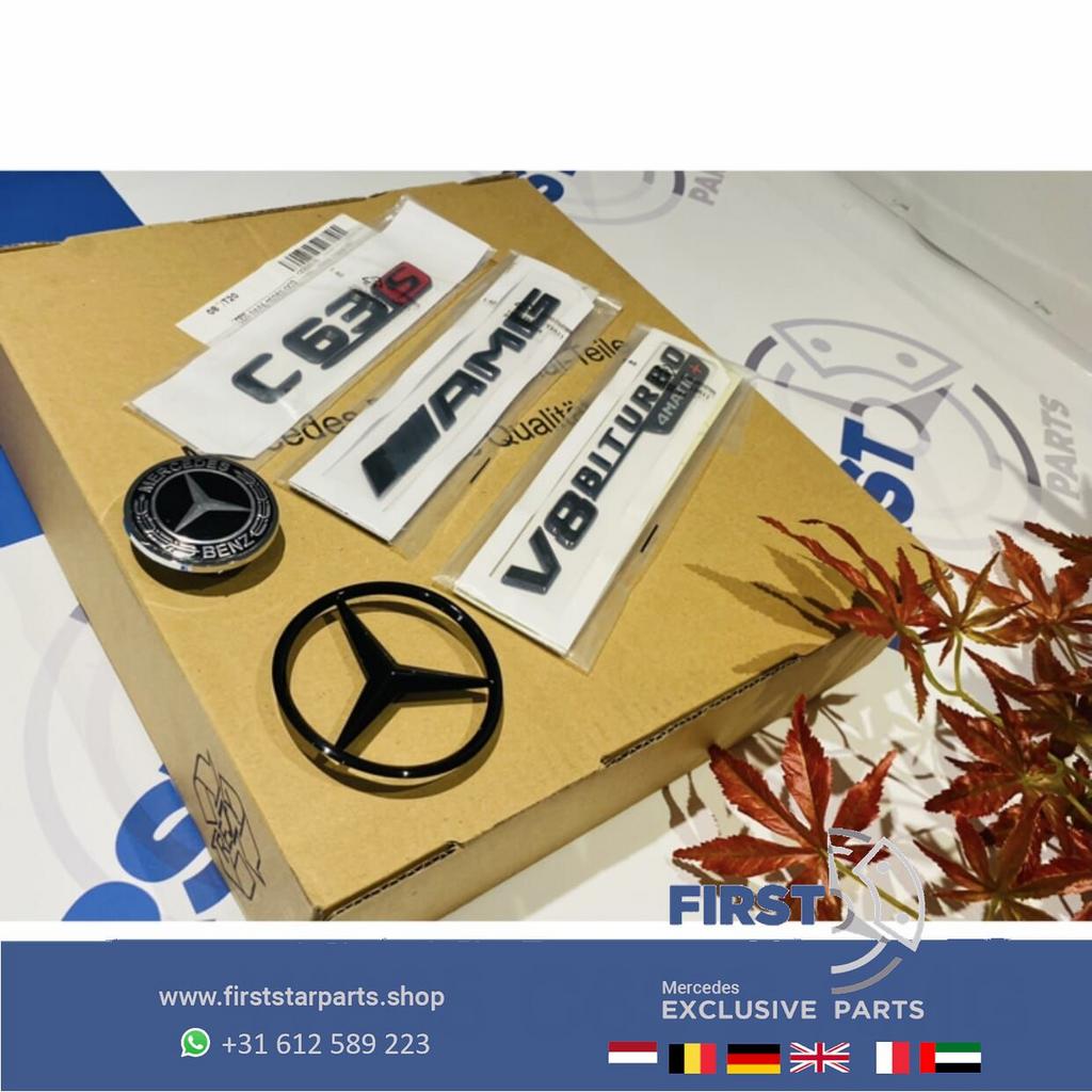 W205 W206 C63S 4MATIC+ STER AMG LOGO SET ZWART EMBLEMEN SET, Utilisé, -, -, Enlèvement ou Envoi