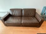 3-zit / Slaapbank ( 2 personen ) in bruin leder, Ophalen, 150 tot 200 cm, Driepersoons, Zo goed als nieuw