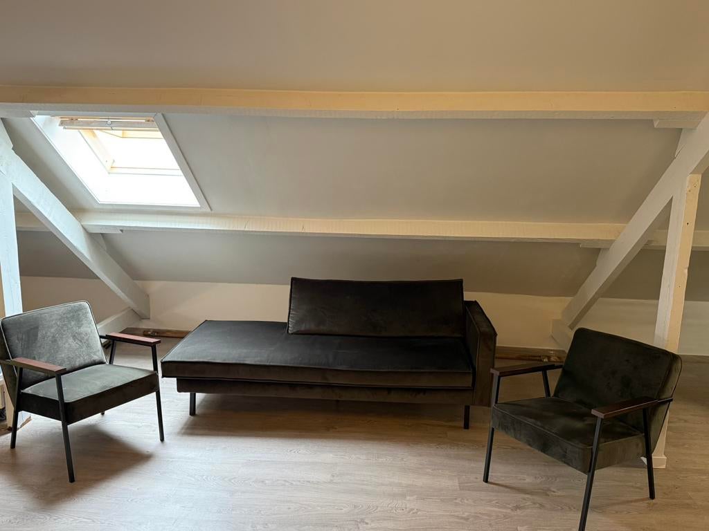 WOOOD design zetel + 2 fauteuils – velvet / velours, Huis en Inrichting, Fauteuils, Ophalen