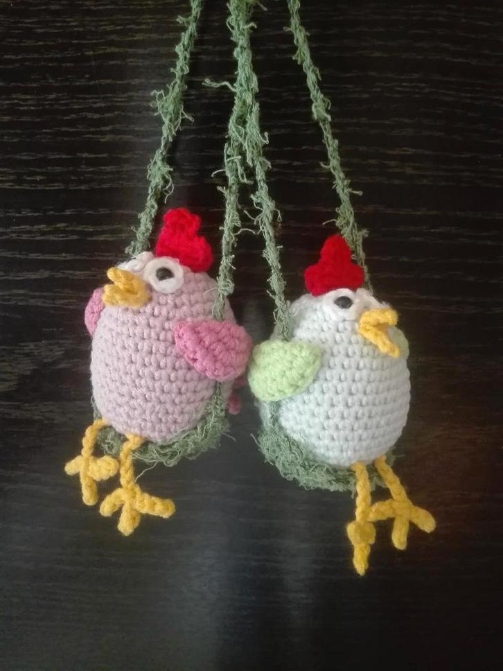 Paasdecoratie - set van 9 gehaakte kippetjes, Divers, Pâques, Envoi