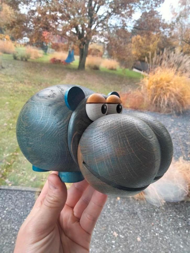 vintage houten spaarpot nijlpaard fun, Verzamelen, Retro, Huis en Inrichting, Ophalen of Verzenden