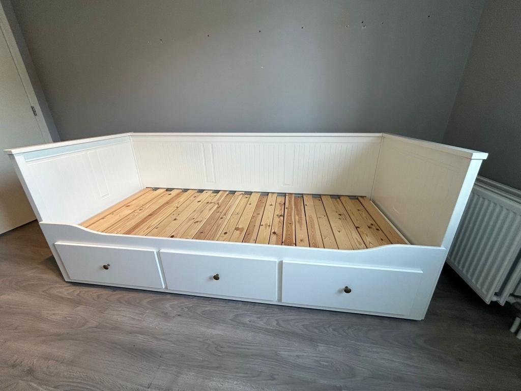 Uitschuifbaar Bed met lades ikea, Ophalen, Verstelbaar, Eenpersoons, Wit