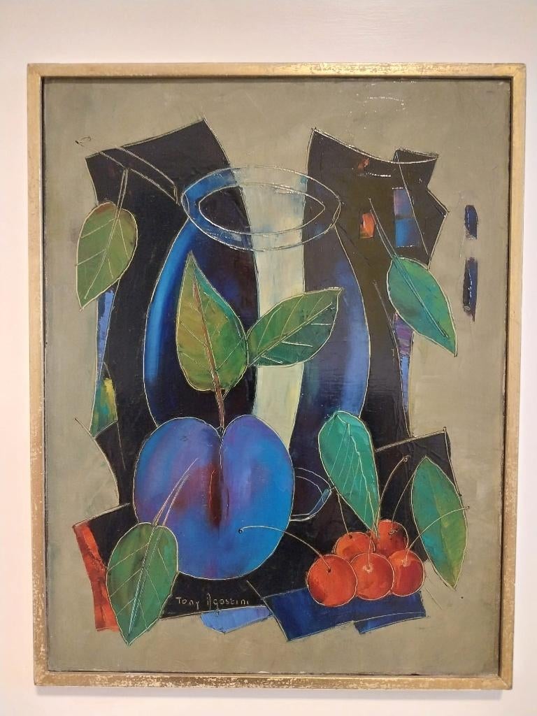 Olieverf schilderij van Tony Agostini, Antiek en Kunst, Kunst | Schilderijen | Abstract, Ophalen