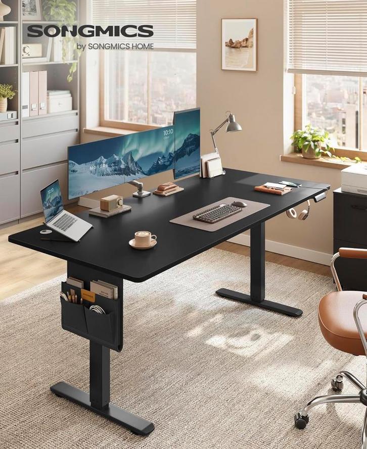 Bureau électrique réglable en hauteur 160 cm – Noir, Maison & Meubles, Bureaux, Comme neuf, Bureau, Électrique, Enlèvement