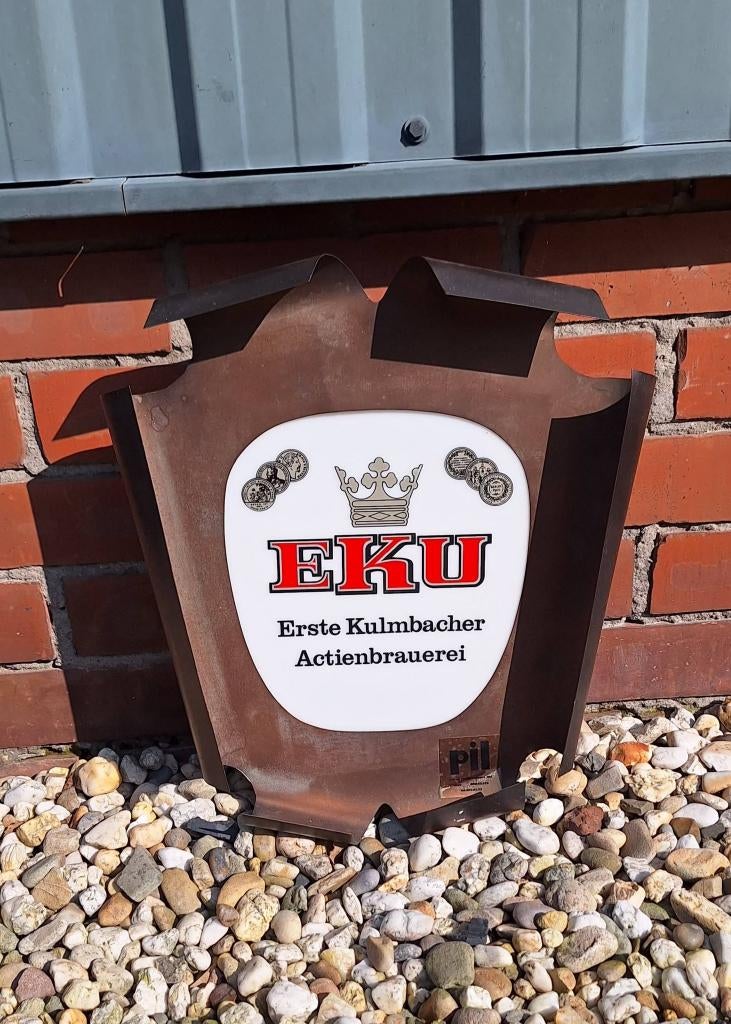Originele Duitse vintage EKU bier lichtreclame, lichtbak🍺, Verzamelen, Merken en Reclamevoorwerpen, Gebruikt, Lichtbak of (neon) lamp