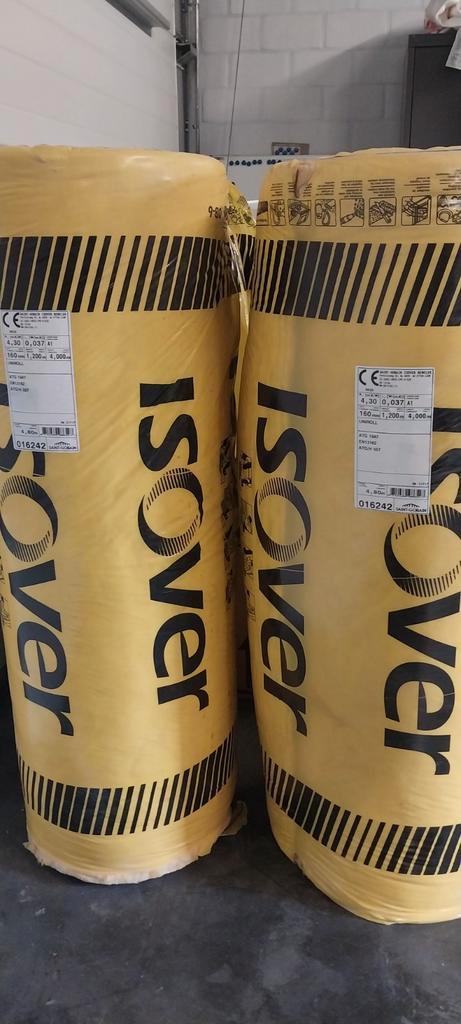 Twee rollen Isover glaswol Dikte 160 mm - B 1,2m - L 4m, Doe-het-zelf en Bouw, Isolatie en Afdichting, Ophalen