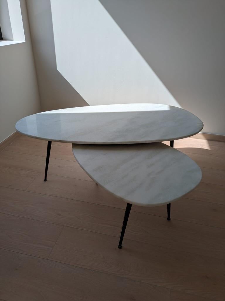 Marmeren salontafeltjes, Huis en Inrichting, Ophalen, Overige materialen, Marmer, 100 tot 150 cm