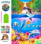 nr 2054 Diamond Painting dolfijnen 40x30cm (rond), Verzenden, Nieuw, Meerkleurig, Overige materialen