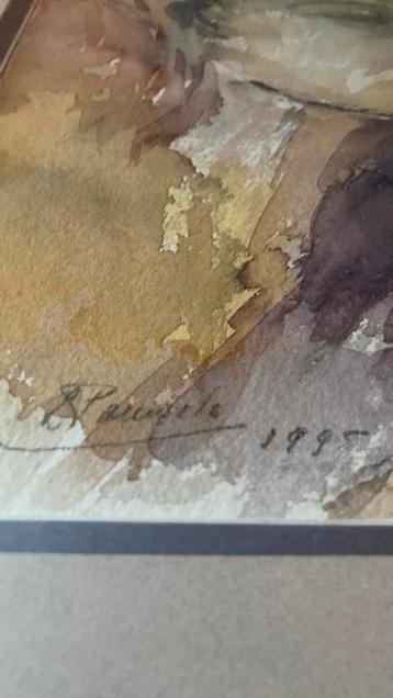 Aquarel gesigneerd 1995 beschikbaar voor biedingen