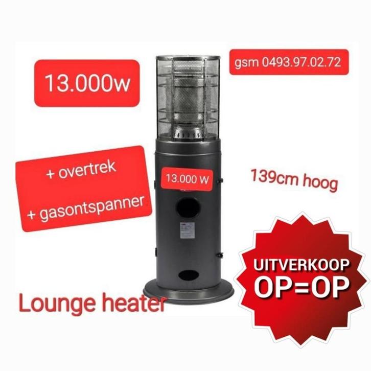 nieuwe terrasverwarmer 13000w +cover + ontspanner, Tuin en Terras, Terrasverwarmers, Nieuw, Gas, Ophalen