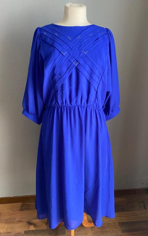 Kobaltblauwe jurk Hermann Lange maat 44, Kleding | Dames, Jurken, Zo goed als nieuw, Maat 42/44 (L), Blauw, Onder de knie, Verzenden