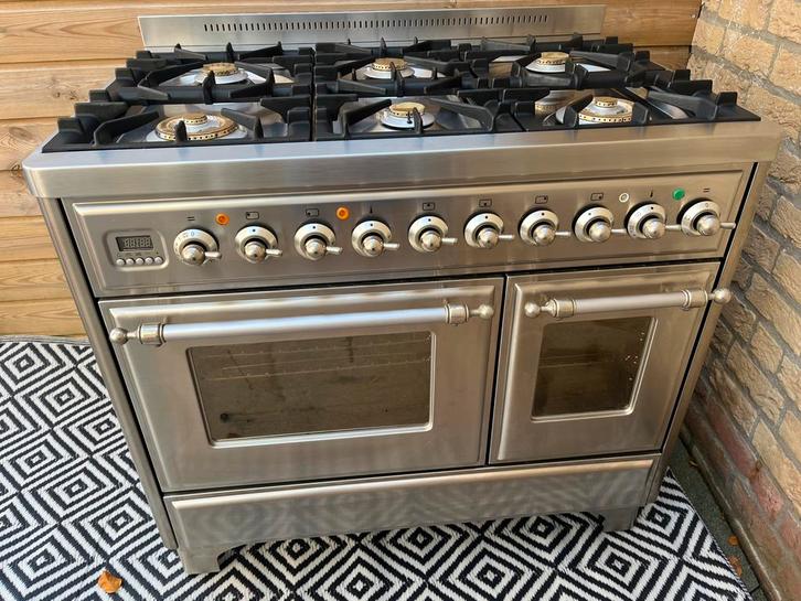 Luxe Boretti gasfornuis met gasoven, Elektronische apparatuur, Fornuizen, Gebruikt, Vrijstaand, Gas, 5 kookzones of meer, 60 cm of meer