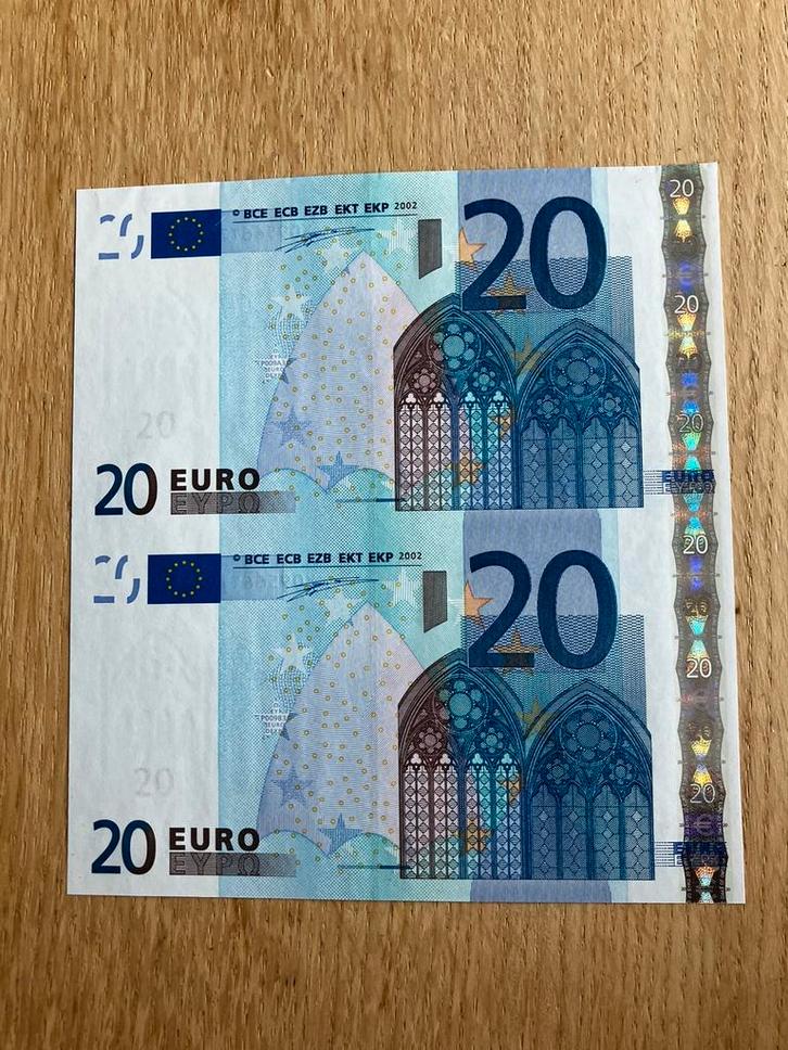 €20,- Wim Duisenberg ‘bogenpaar’ - uniek !!!, Postzegels en Munten, Bankbiljetten | Europa | Eurobiljetten, Duitsland, Ophalen of Verzenden